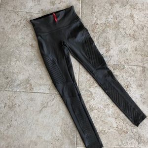 Spanx moto legging in gun metal gray - faux leather look- size small